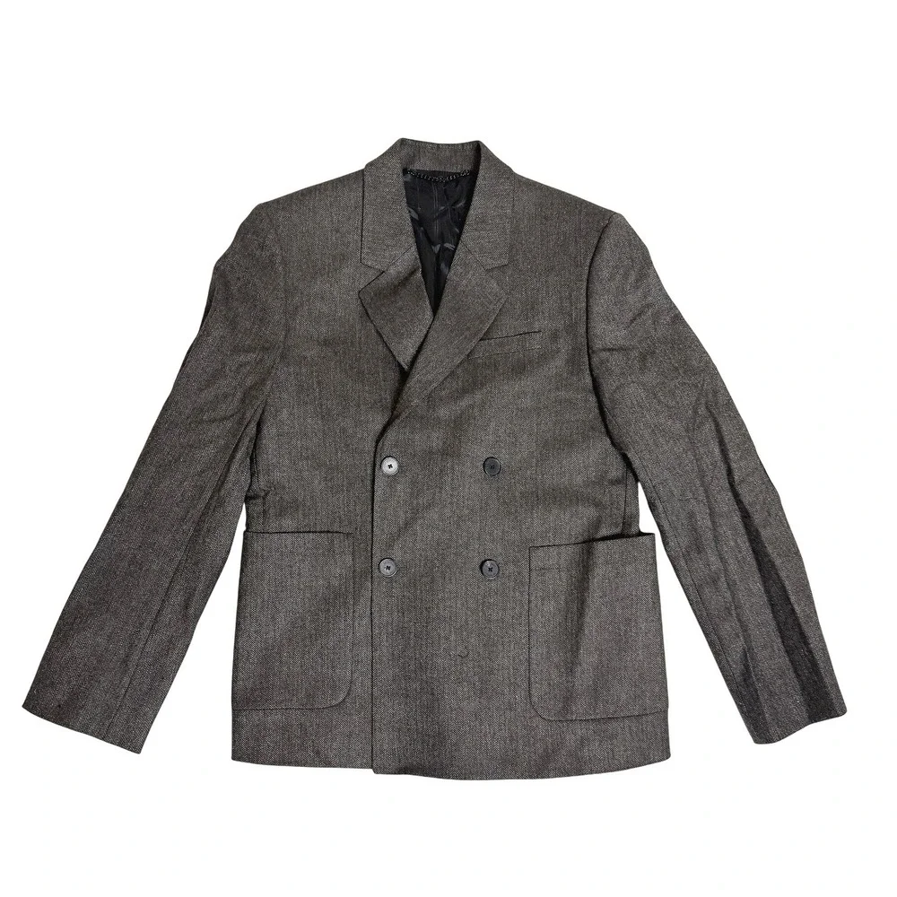 The Kooples Blazer Men’s Double Breasted Wool FR 46/ US 36 Brown‎ Leather Elbow